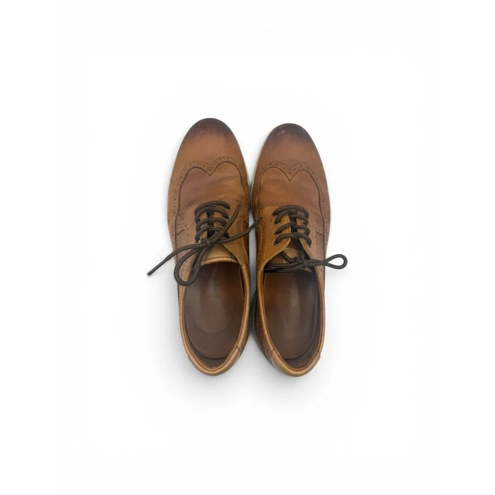 Johnston & Murphy Mens Wingtip Oxford Leather Shoes Brown 10.5M J&M‎ Flex